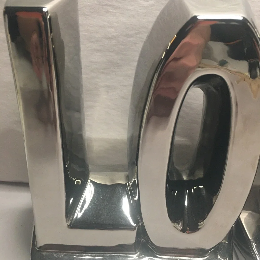 PIER 1 Imports LOVE Bookends Mirrored Silver Valentine's Gift Read Description